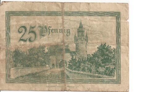 Реверс банкноты 25 fenigów (Niemcy) 1919
