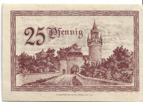 Реверс банкноты 25 fenigów (Niemcy) 1920