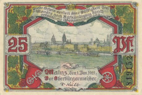 Аверс банкноты 25 fenigów (Niemcy) 1921