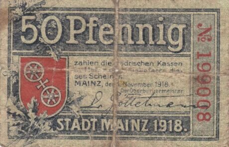 Аверс банкноты 50 пфеннигов (Германия) 1918 года