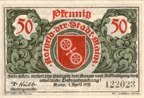 Аверс банкноты 50 fenigów (Niemcy) 1921
