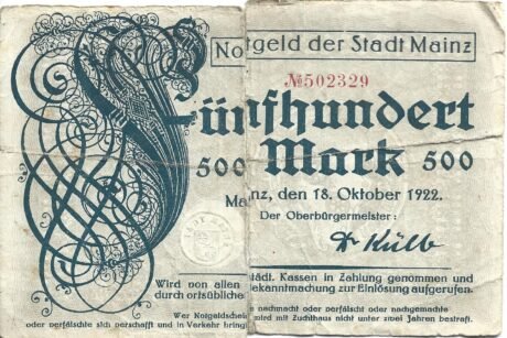Аверс банкноты 500 marek (Niemcy) 1922