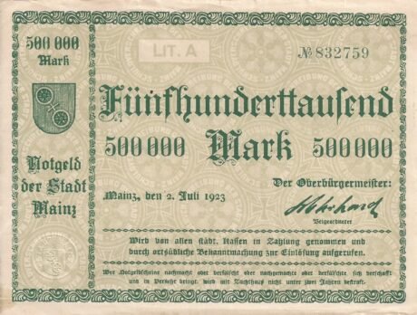 Аверс банкноты 500000 marek (Niemcy) 1923
