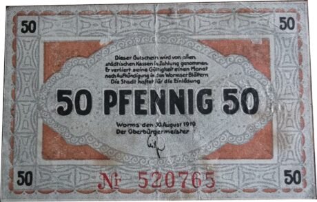 Аверс банкноты 50 fenigów (Niemcy) 1919