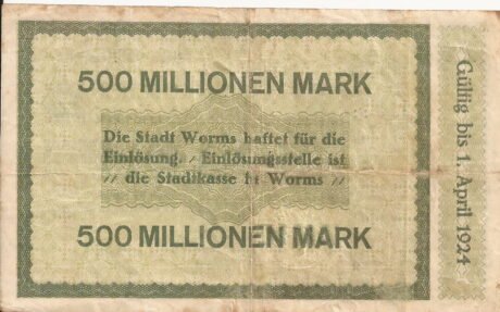 Реверс банкноты 500 000 000 marek (Niemcy) 1923