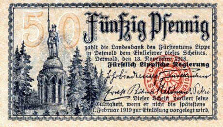 Аверс банкноты 50 fenigów (Niemcy) 1918