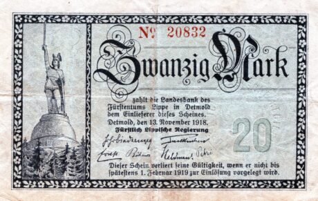 Аверс банкноты 20 marek (Niemcy) 1918