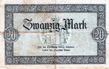 Реверс банкноты 20 marek (Niemcy) 1918
