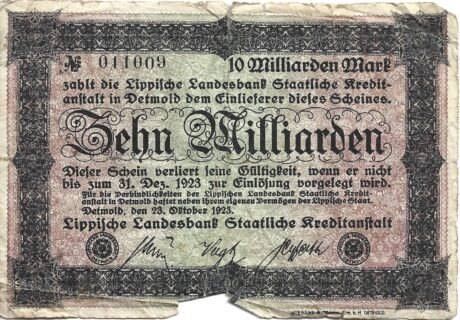 Аверс банкноты 10000000000 марок (Германия) 1923 года