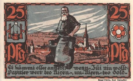 Реверс банкноты 25 fenigów (Niemcy) 1921