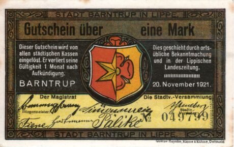 Аверс банкноты 1 marka (Niemcy) 1921