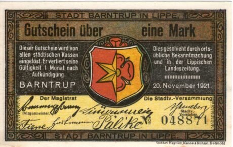 Аверс банкноты 1 marka (Niemcy) 1921