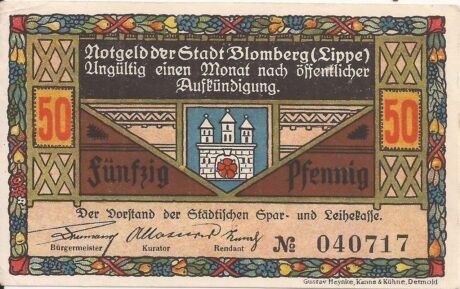 Аверс банкноты 50 fenigów (Niemcy)