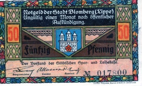 Аверс банкноты 50 fenigów (Niemcy) 1921