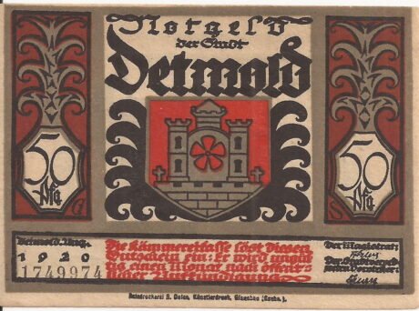 Аверс банкноты 50 fenigów (Niemcy) 1920