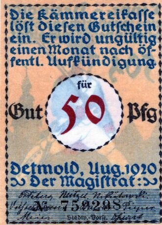 Аверс банкноты 50 fenigów (Niemcy) 1920