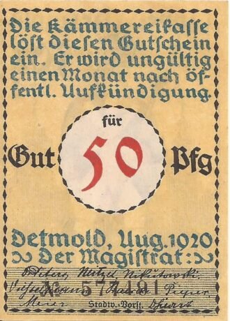 Аверс банкноты 50 fenigów (Niemcy) 1920