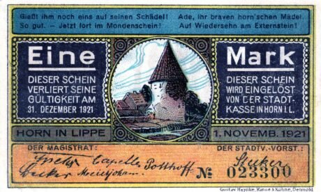 Аверс банкноты 1 marka (Niemcy) 1921