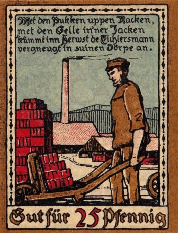 Реверс банкноты 25 fenigów (Niemcy) 1921