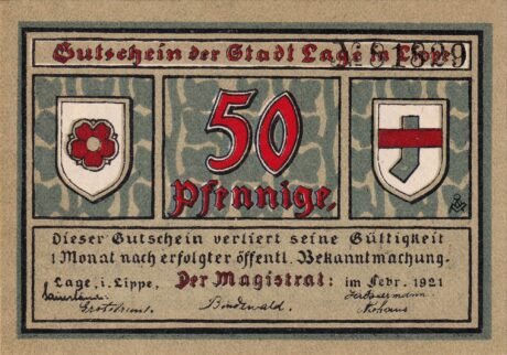 Аверс банкноты 50 fenigów (Niemcy) 1921