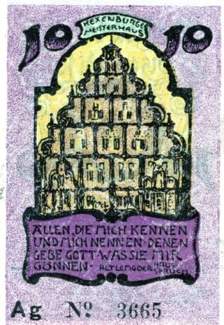 Реверс банкноты 10 fenigów (Niemcy) 1921