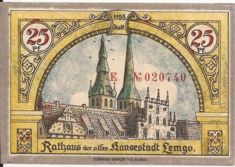 Реверс банкноты 25 fenigów (Niemcy) 1921