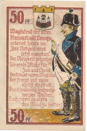 Реверс банкноты 50 fenigów (Niemcy) 1921