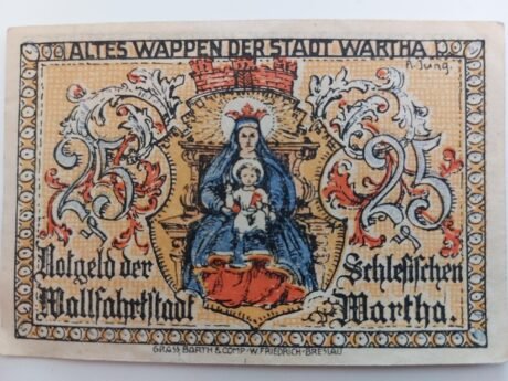 Реверс банкноты 25 fenigów Wartha (Niemcy) 1921