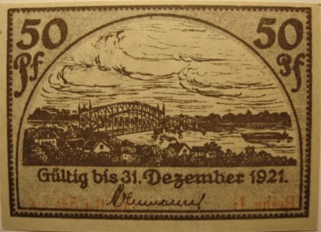 Реверс банкноты 50 fenigów Beuthen an der Oder (Niemcy)