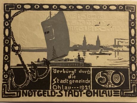 Аверс банкноты 50 fenigów Ohlau (Niemcy) 1921