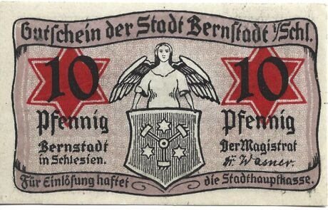 Аверс банкноты 10 fenigów (Niemcy) 1920