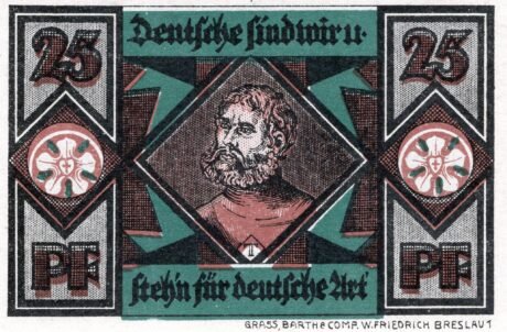 Реверс банкноты 25 fenigów Schlesische Lutherfestspiele (Niemcy) 1921