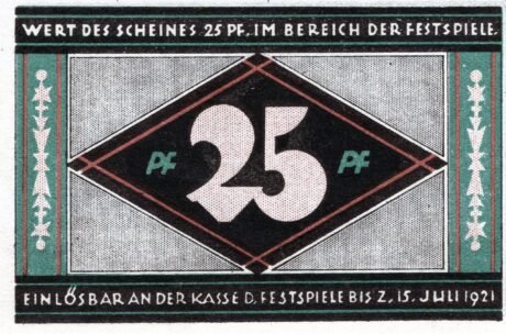 Аверс банкноты 25 fenigów Schlesische Lutherfestspiele (Niemcy) 1921