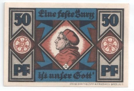 Реверс банкноты 50 fenigów Schlesische Lutherfestspiele (Niemcy) 1921