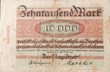 Аверс банкноты 10000 marek (Niemcy) 1923
