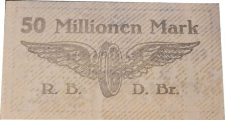Реверс банкноты 50000000 марок Reichsbahndirektion (Германия) 1923 года