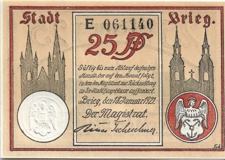 Аверс банкноты 25 fenigów (Niemcy) 1921