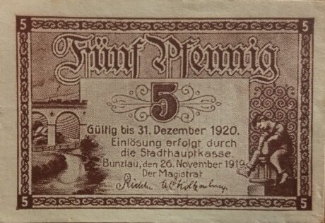Аверс банкноты 5 fenigów (Niemcy) 1919