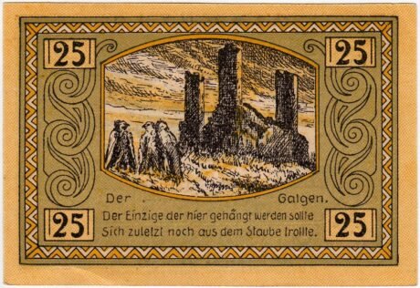 Реверс банкноты 25 fenigów (Niemcy) 1922