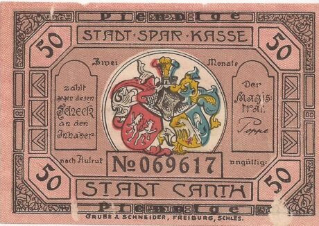 Аверс банкноты 50 fenigów (Niemcy) 1920