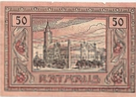 Реверс банкноты 50 fenigów (Niemcy) 1920