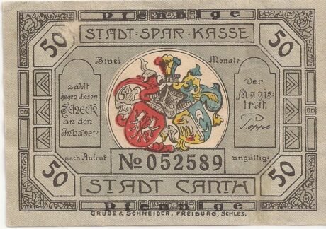 Аверс банкноты 50 fenigów (Niemcy) 1920