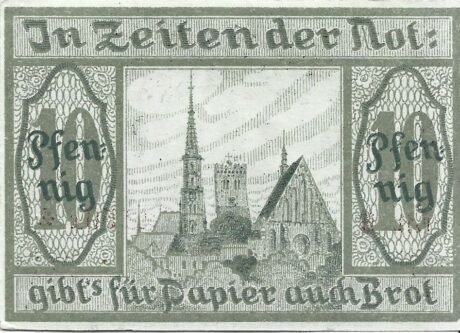 Реверс банкноты 10 fenigów (Niemcy) 1920