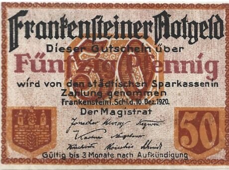 Аверс банкноты 50 fenigów (Niemcy) 1920