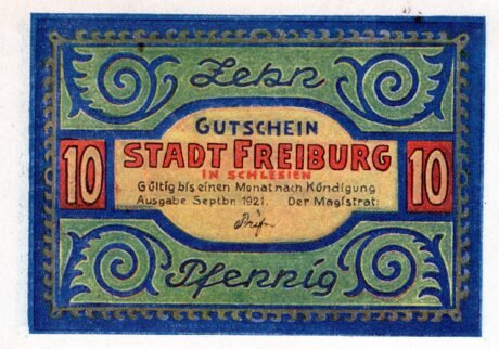 Аверс банкноты 10 fenigów (Niemcy) 1921