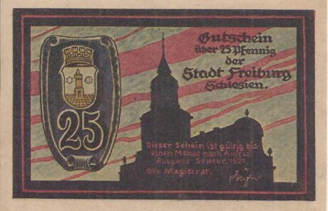 Аверс банкноты 25 fenigów (Niemcy) 1921