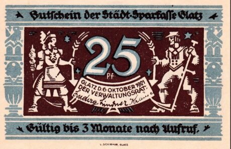 Реверс банкноты 25 пфеннигов Städtische Sparkasse (Германия) 1921 года