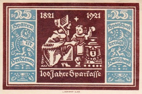 Реверс банкноты 25 пфеннигов Städtische Sparkasse (Германия) 1921 года
