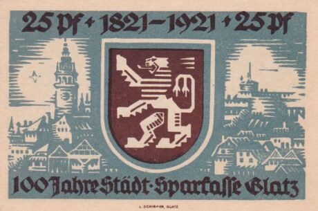 Реверс банкноты 25 fenigów Städtische Sparkasse (Niemcy) 1921