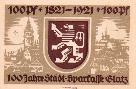 Реверс банкноты 100 fenigów Städtische Sparkasse (Niemcy) 1921